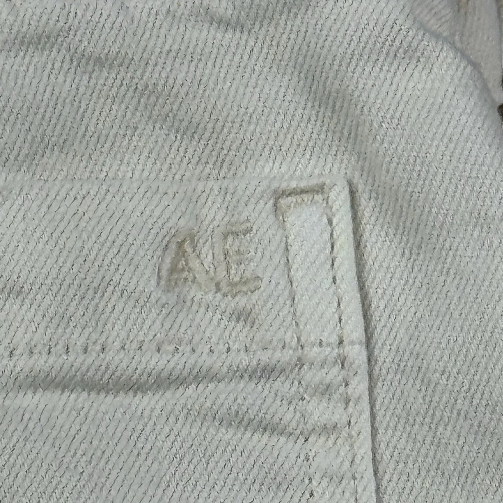 American Eagle Pants Womens 2 White Cargo Baggy Wide Leg Carpenter‎ Pale Yellow